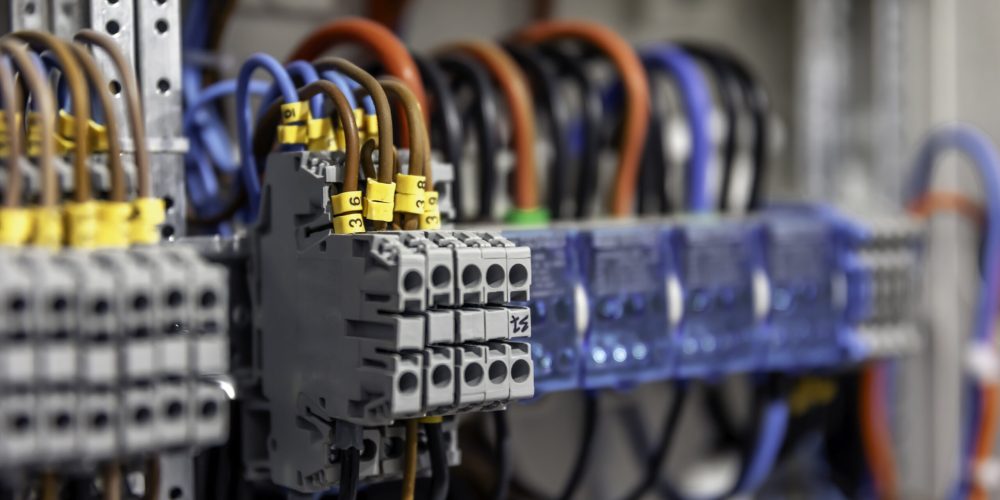 Electric control panel enclosure for power and distribution electricity. Uninterrupted, electrical voltage.